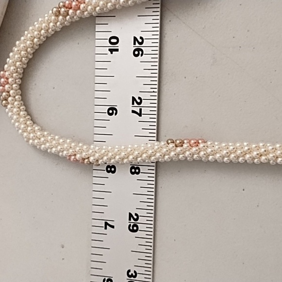 Seed Pearls Stranded into a Pastel Floral Design, Thick Round Chain of Pearls - Picture 7 of 8